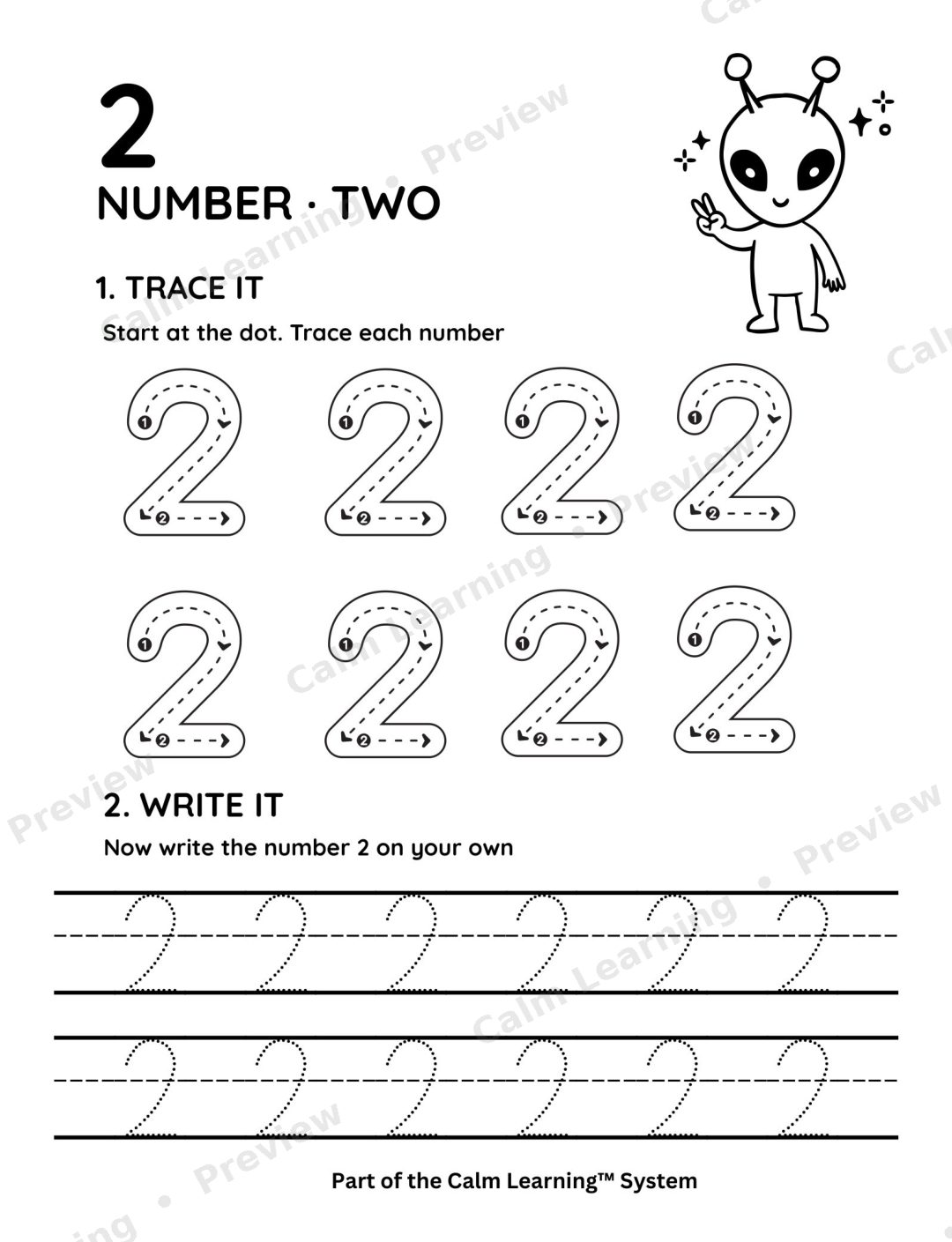 Space Number Tracing 0 to 10 preview page 1