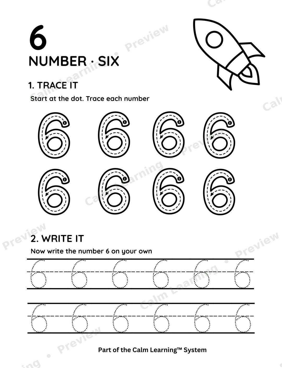 Space Number Tracing 0 to 10 preview page 2