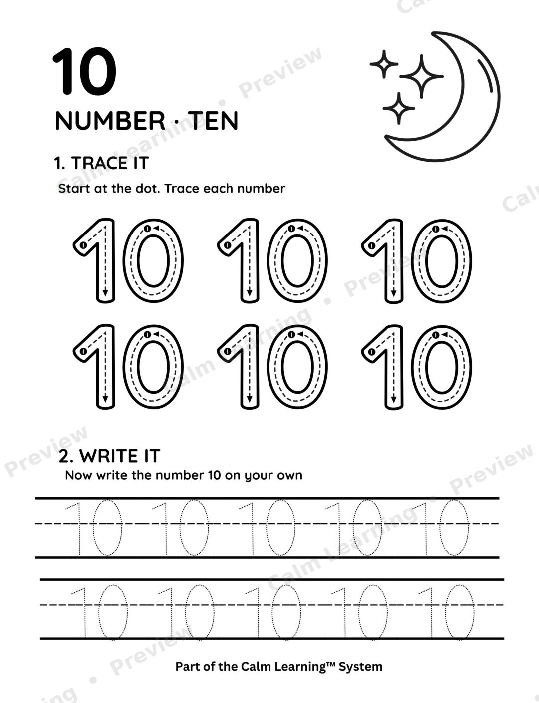 Space Number Tracing 0 to 10 preview page 3