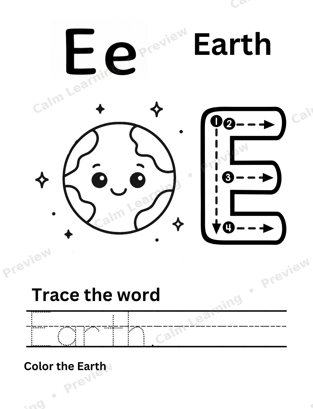 Space Uppercase Letter Tracing A-Z preview page 1