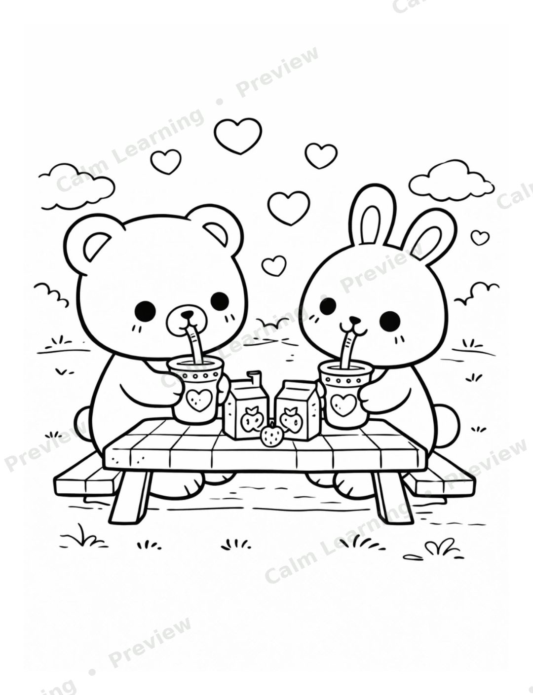 Valentine Coloring Pages preview page 1