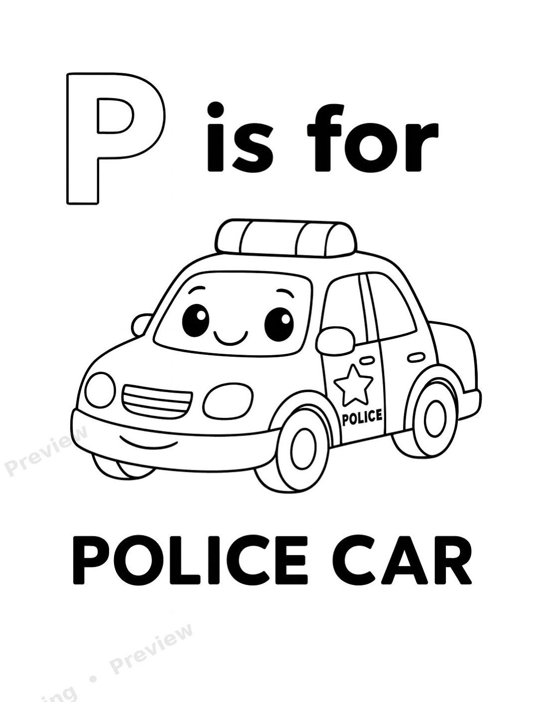 Vehicle Alphabet A to Z Coloring Book preview page 2